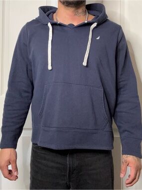 Nautica Navy Hoodie with White Drawcords